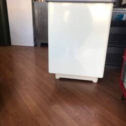 Steelcase Vintage Steel Open Credenza - Refurbished in Off White & Grey Top - thumbnail 3