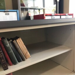 Steelcase Vintage Steel Open Credenza - Refurbished in Off White & Grey Top - thumbnail 2