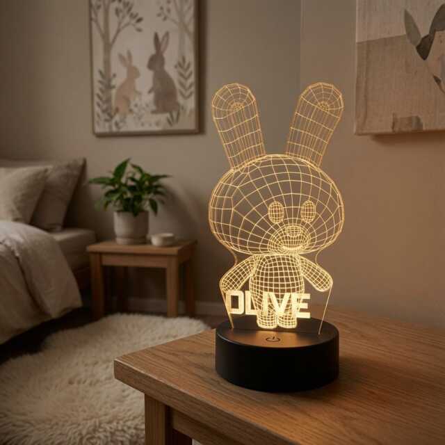Personalised Rabbit Led Night Light Kids Bedroom Decor - image 1