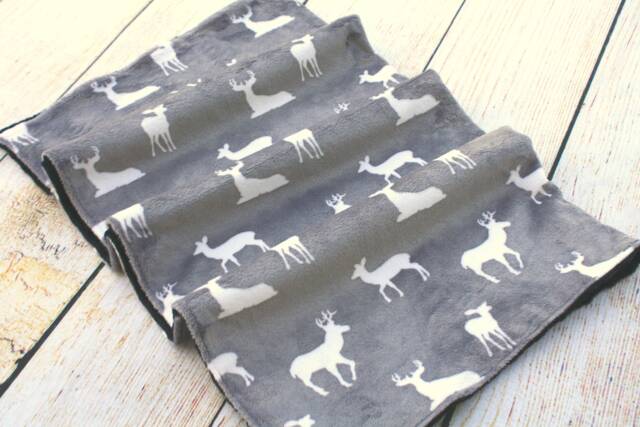Grey Deer Minky Baby Blanket - Shower Gift New Gender Neutral Soft Lovey Nursery Keepsake Woobie - image 1
