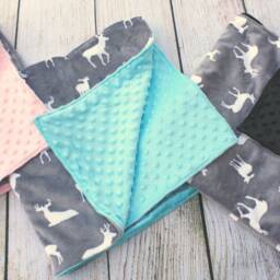Grey Deer Minky Baby Blanket - Shower Gift New Gender Neutral Soft Lovey Nursery Keepsake Woobie - thumbnail 4