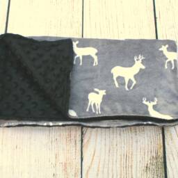 Grey Deer Minky Baby Blanket - Shower Gift New Gender Neutral Soft Lovey Nursery Keepsake Woobie - thumbnail 2