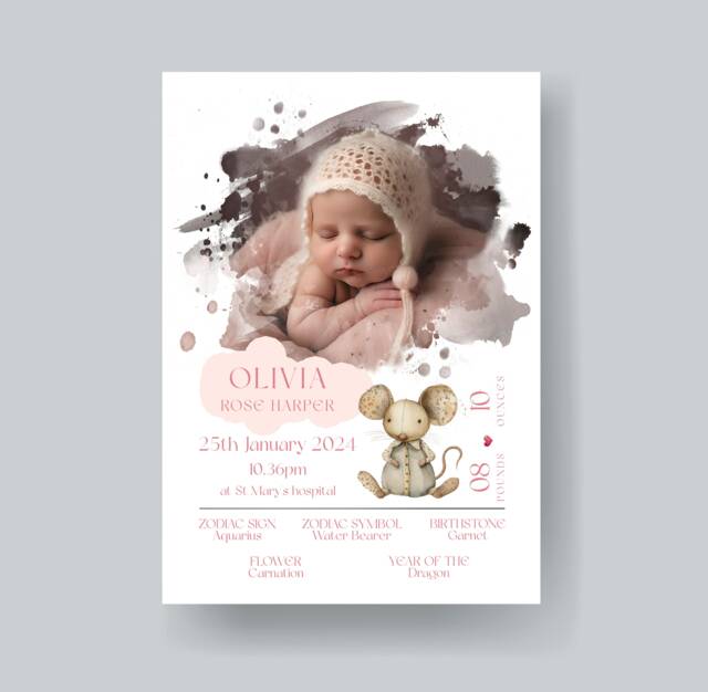 Personalized Baby Birth Stats Photo Print Nursery Wall Art - image 1