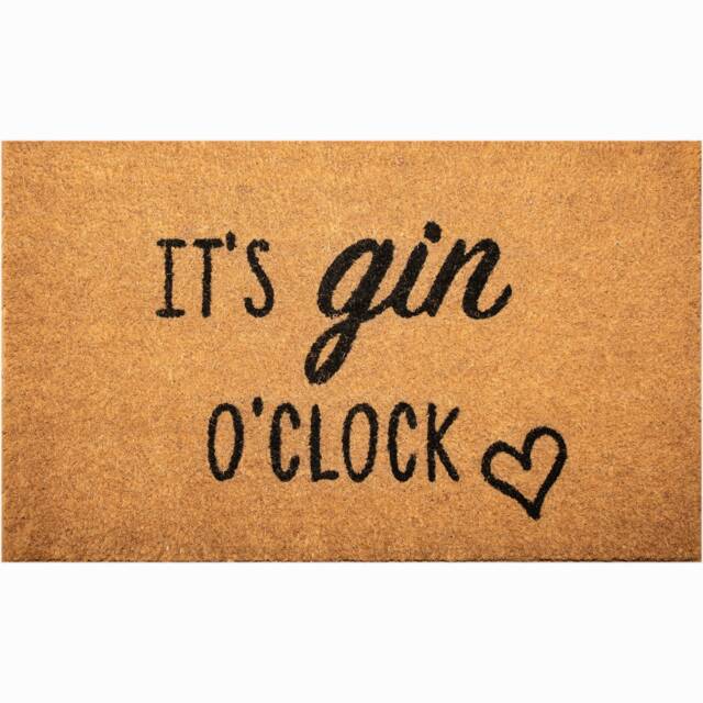 Gin Door Mat - It's O'clock Doormat House Warming Gift, New Home Coir Door Mat Indoor By Lpdoormats - image 1