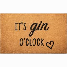 Gin Door Mat - It's O'clock Doormat House Warming Gift, New Home Coir Door Mat Indoor By Lpdoormats - thumbnail 1