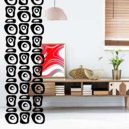 Retro-A-Gogo Diy Kit - Atomic Curtain Room Divider Black Mid Century Inspired Screens Mod Divide Curtains Home Office - thumbnail 3