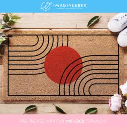 Welcome Mat Mid Century Modern, Housewarming Gift, Unique Wedding Minimalist Doormat, Geometric Boho - thumbnail 1