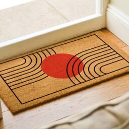 Welcome Mat Mid Century Modern, Housewarming Gift, Unique Wedding Minimalist Doormat, Geometric Boho - thumbnail 2
