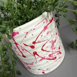 Hand Painted Ceramic Plant Pot, Pink & Red Plant Pot, Paint Splatter Pot - thumbnail 2