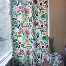 Botanical Cafe Curtain Window Valance/Kitchen Bedroom Treatment/Shower Curtain/Curtains For Living Room/Gift Him-Fruits Vegetable - thumbnail 3