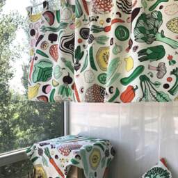 Botanical Cafe Curtain Window Valance/Kitchen Bedroom Treatment/Shower Curtain/Curtains For Living Room/Gift Him-Fruits Vegetable - thumbnail 2