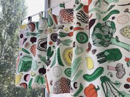 Botanical Cafe Curtain Window Valance/Kitchen Bedroom Treatment/Shower Curtain/Curtains For Living Room/Gift Him-Fruits Vegetable