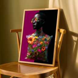 Surreal Floral Portrait Art Print Neon Futuristic Fashion - Poster Only - thumbnail 3