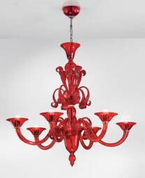 Garnet Red Murano Glass Chandelier - Venetian Italian Lighting Modern