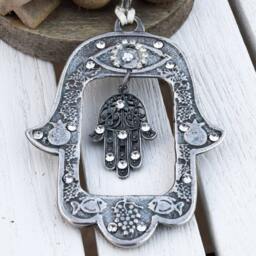 Hamsa Handmade, Art, Blessing Home, Hand Decor, Judaica Wall Art, Hanging Hamsa, Wall Gift, Evil Eye - thumbnail 2