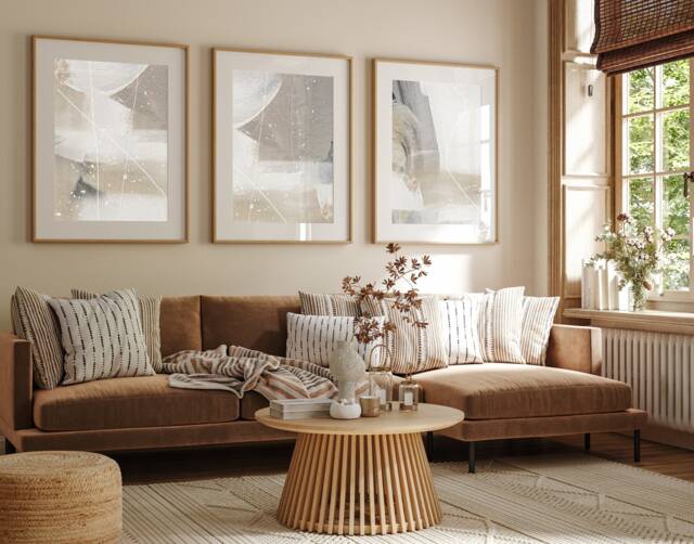 Set Of 3, Geometric Abstract Art, Black Neutral Beige, Living Room Wall Art Poster Prints Home Decor, A5, A4, A3 A3+ A2 Sizes, Fast Delivery - image 1