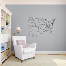 United States Map Wall Decal - Outline Vinyl Art For Classrooms - thumbnail 1