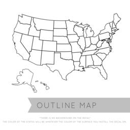 United States Map Wall Decal - Outline Vinyl Art For Classrooms - thumbnail 2