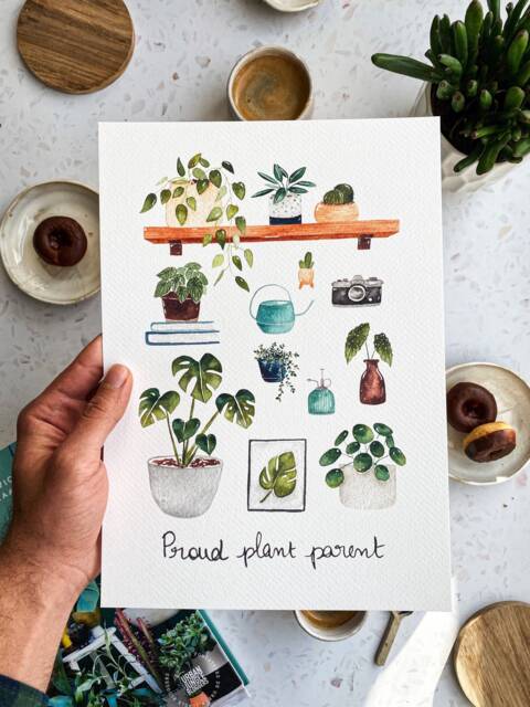 Proud Plant Parent Print Watercolor Botanical Art - image 1