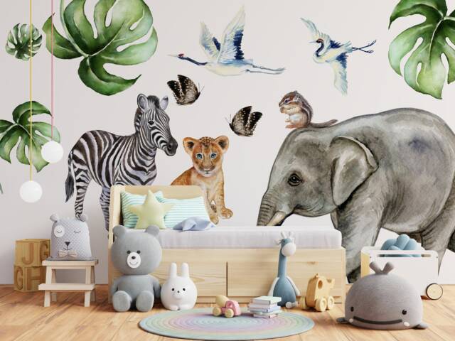 Savanna Nursery Wall Decals Playful Animal Stickers For Kids - Childrens Room Decor, Emilia UK Studio, Warm Inviting Space - image 1