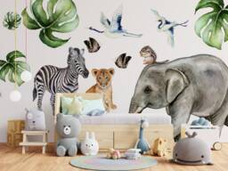 Savanna Nursery Wall Decals Playful Animal Stickers For Kids - Childrens Room Decor, Emilia UK Studio, Warm Inviting Space - thumbnail 1