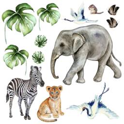 Savanna Nursery Wall Decals Playful Animal Stickers For Kids - Childrens Room Decor, Emilia UK Studio, Warm Inviting Space - thumbnail 2