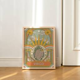 Virgo Zodiac Print Birth Flower, Astrology Wall Art - thumbnail 2