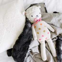 Personalized Linen Baby Blanket Minky Faux Fur, Custom Embroidery - thumbnail 2