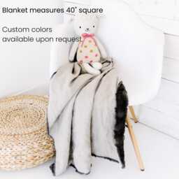 Personalized Linen Baby Blanket Minky Faux Fur, Custom Embroidery - thumbnail 3