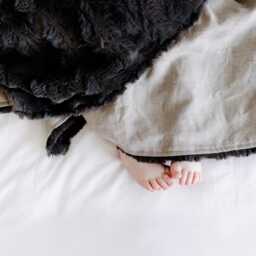 Personalized Linen Baby Blanket Minky Faux Fur, Custom Embroidery - thumbnail 1