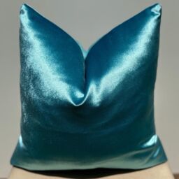 Luxury Turquoise Blue Velvet Pillow Cover, Decorative Cushion Cover For Sofa Couch Bed Glam Home Decor, Accent Throw Pillowcase, 18x18, Handmade - thumbnail 3