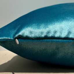Luxury Turquoise Blue Velvet Pillow Cover, Decorative Cushion Cover For Sofa Couch Bed Glam Home Decor, Accent Throw Pillowcase, 18x18, Handmade - thumbnail 2