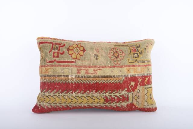Handwoven Turkish Kilim Lumbar Pillow Bohemian Home Decor - 16x24 Inch - image 1
