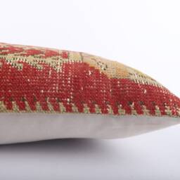 Handwoven Turkish Kilim Lumbar Pillow Bohemian Home Decor - 16x24 Inch - thumbnail 4