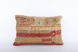 Handwoven Turkish Kilim Lumbar Pillow Bohemian Home Decor - 16x24 Inch - thumbnail 1