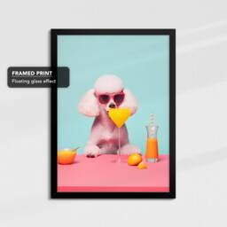 Vibrant Poodle Drinking With Glasses Painting Framed Poster Print & Canvas Wall Decor Art Bedroom Home Interior Gift For Dog Lover - thumbnail 2