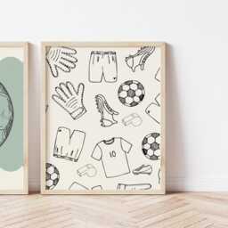 Boys Set Of Sport Prints For Bedroom With Personalised Football Theme, Sage Green Room Prints, Wall Decor - thumbnail 2