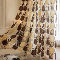 2 Colours Flower Tulle Sheer Voile Curtains Custom Curtain Made To Measure - thumbnail 2
