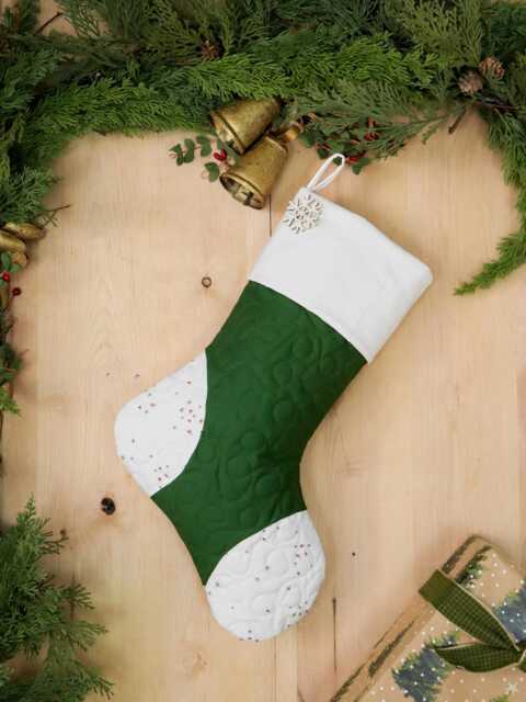 Personalized Quilted Christmas Stocking Farmhouse Country Decor - image 1