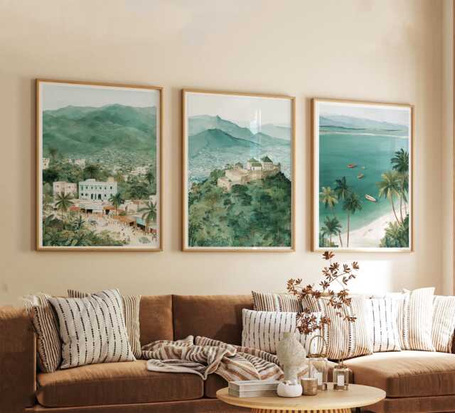 Set Of 3 Haiti Posters, Caribbean Travel Wall Art, Tropical Landscape Print Set, Modern Artwork, Cultural Home Decor, Vibrant Island Style - image 1