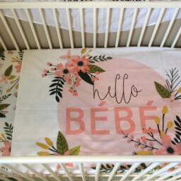 Hello Bebe Baby Blanket, Crib Bedding, Sheet, Photoprop, Floral Swaddle, Gift, Modern Nursery Decor - thumbnail 3