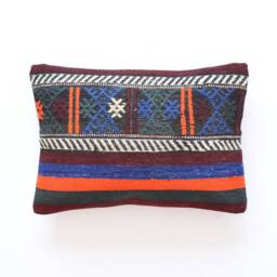 Bohemian Pillow Boho Lumbar Aztec Kilim Cover 14x20 - thumbnail 1