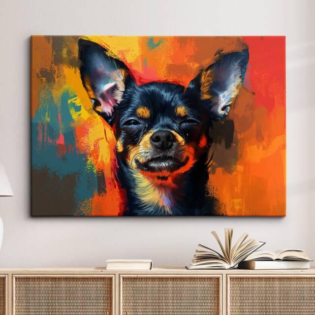Chihuahua Abstract Painting Framed Poster Print & Canvas Wall Decor Art Bar Kitchen Room Dog Gift Idea Pet - image 1