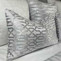 Silver Grey Geo Cushion Cover Luxury Geometric Pillow Case Textured Designer Fabric Beaumont Textiles Double Sided Handmade in UK - thumbnail 4