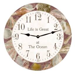 Custom Ocean Clock With Seashells - Personalized Beach Wall - thumbnail 1
