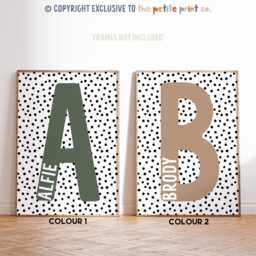 Polka Dot Letter & Name Print - Nursery Kids Bedroom Playroom Decor Unframed - thumbnail 2
