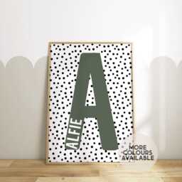Polka Dot Letter & Name Print - Nursery Kids Bedroom Playroom Decor Unframed - thumbnail 1