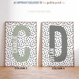 Polka Dot Letter & Name Print - Nursery Kids Bedroom Playroom Decor Unframed - thumbnail 3