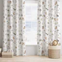 Little Safari Doodles Curtains, Nursery Curtains Blackout Or Non Blackout, With Eyelets, Pencil Pleat Rod Pocket, Animal