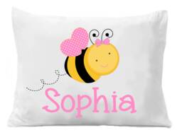 Personalized Bumble Bee Pillowcase, Girls Bedding - thumbnail 1